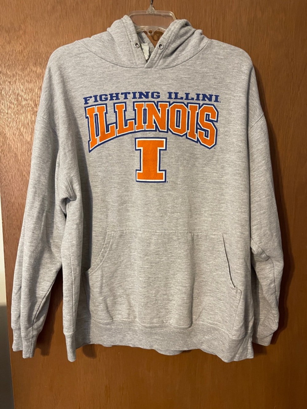 Illinois Fighting Illini Gray Hoodie with Orange & Blue Logo